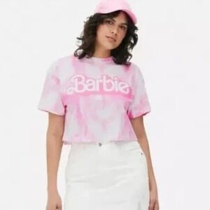 NWOT Pink Barbie Tie-Dye Cropped Graphic Tee T-Shirt XL